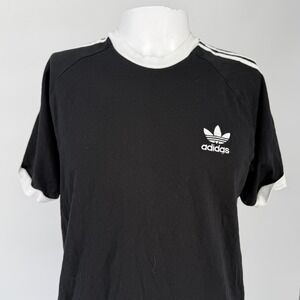 Adidas Originals Mens 3-Stripes Ringer T-Shirt Black White Trefoil Logo Large